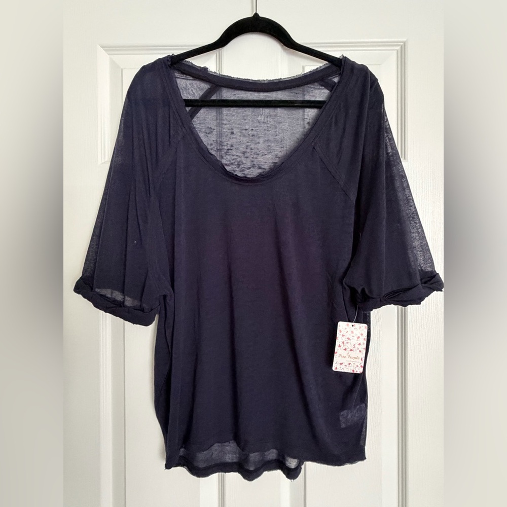 Free People Navy Short Sleeve Tee - Picture 2 of 9